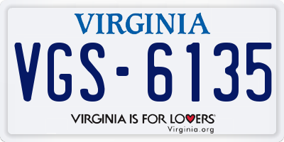 VA license plate VGS6135