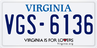 VA license plate VGS6136