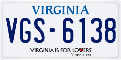 VA license plate VGS6138
