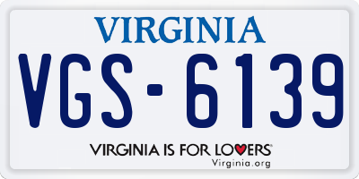 VA license plate VGS6139
