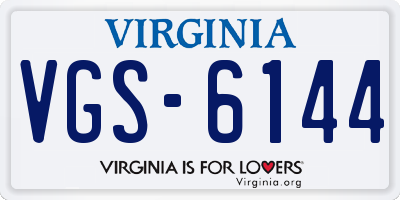 VA license plate VGS6144