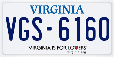 VA license plate VGS6160