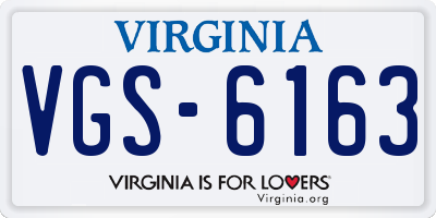 VA license plate VGS6163