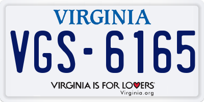 VA license plate VGS6165