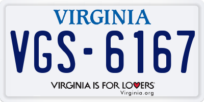 VA license plate VGS6167