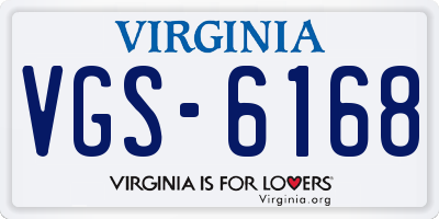 VA license plate VGS6168