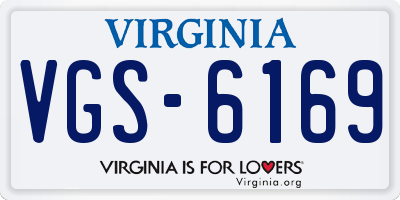 VA license plate VGS6169
