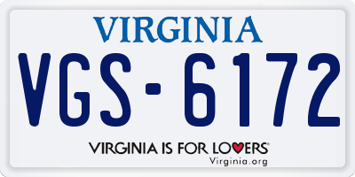 VA license plate VGS6172