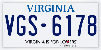 VA license plate VGS6178