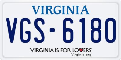 VA license plate VGS6180