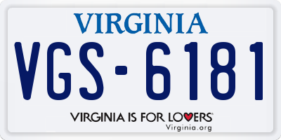 VA license plate VGS6181