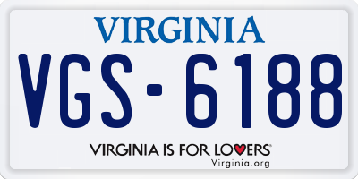 VA license plate VGS6188