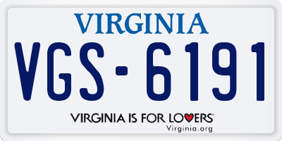 VA license plate VGS6191