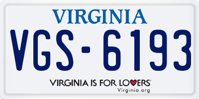 VA license plate VGS6193