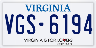 VA license plate VGS6194
