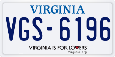 VA license plate VGS6196