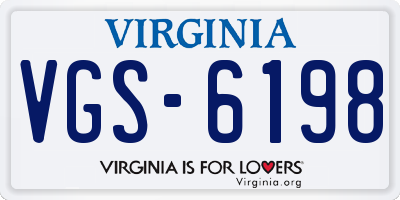 VA license plate VGS6198