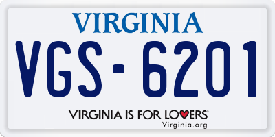 VA license plate VGS6201