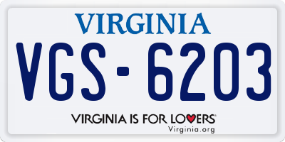 VA license plate VGS6203