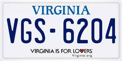 VA license plate VGS6204