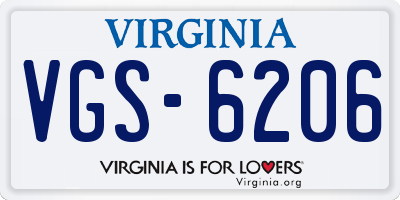 VA license plate VGS6206