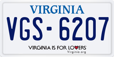 VA license plate VGS6207