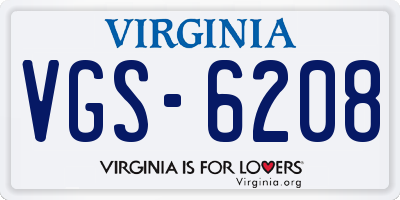 VA license plate VGS6208