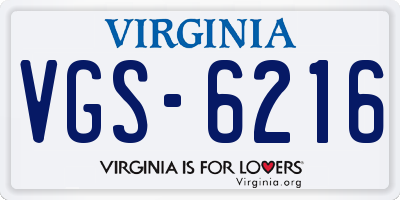 VA license plate VGS6216