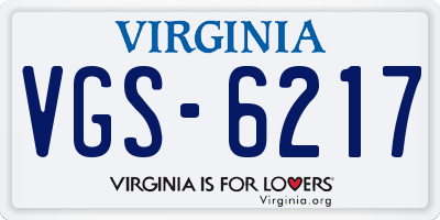 VA license plate VGS6217