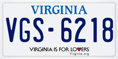 VA license plate VGS6218