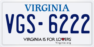 VA license plate VGS6222