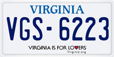 VA license plate VGS6223