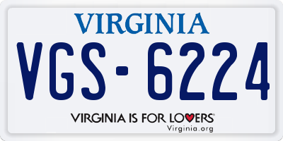 VA license plate VGS6224