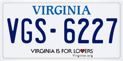 VA license plate VGS6227