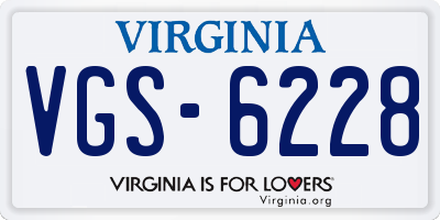 VA license plate VGS6228