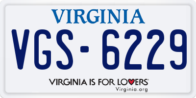 VA license plate VGS6229