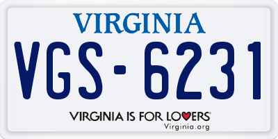 VA license plate VGS6231