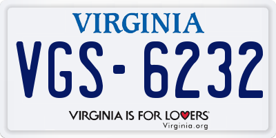 VA license plate VGS6232