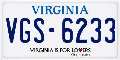 VA license plate VGS6233