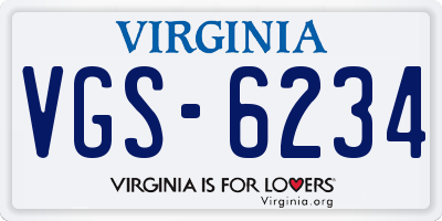 VA license plate VGS6234