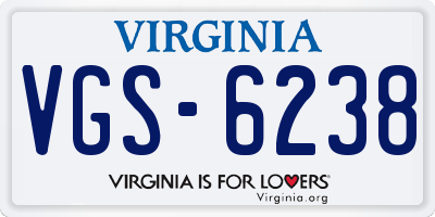 VA license plate VGS6238