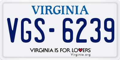 VA license plate VGS6239