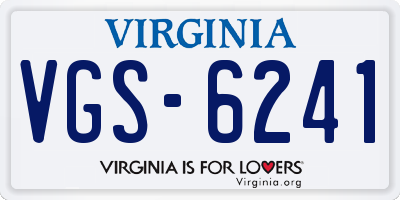 VA license plate VGS6241