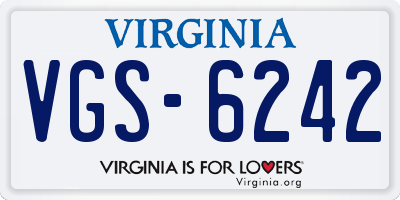 VA license plate VGS6242