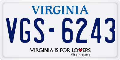 VA license plate VGS6243