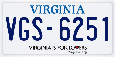VA license plate VGS6251