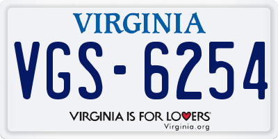 VA license plate VGS6254