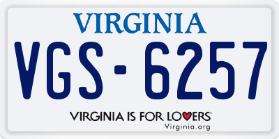 VA license plate VGS6257