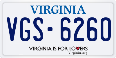 VA license plate VGS6260