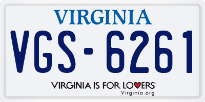 VA license plate VGS6261
